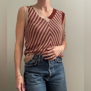 Contrast Chevron V-Neck Sweater Vest